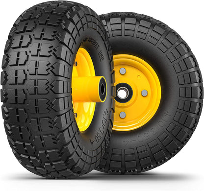 Neumáticos y ruedas de 4.10/3.50-4, sin planos, neumáticos de goma sólida de 10 pulgadas para carretilla con agujero de eje de 5/8"