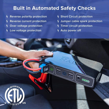 HALO Bolt - Cargador portátil de 58,830 mWh para teléfono y laptop, arrancador de automóvil con salida de corriente alterna y cargador de automóvil, dorado