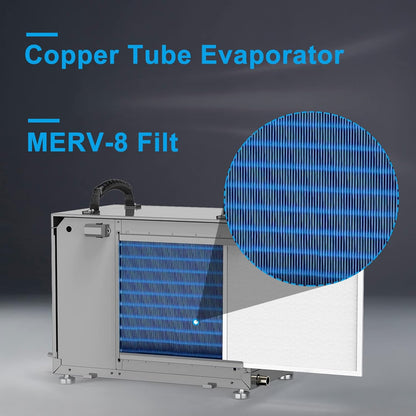 BLUEDEEP - Deshumidificador de espacio para sótano/rastreo, 120 pintas, deshumidificador comercial con manguera de drenaje para almacén, almacenamiento de daños por agua, 1 año de garantía