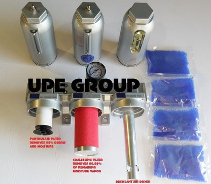 Trampa de humedad para limpieza de aire comprimido industrial de 3 etapas, filtro de carbón, secador de decantante (drenaje manual de 2,54 cm)