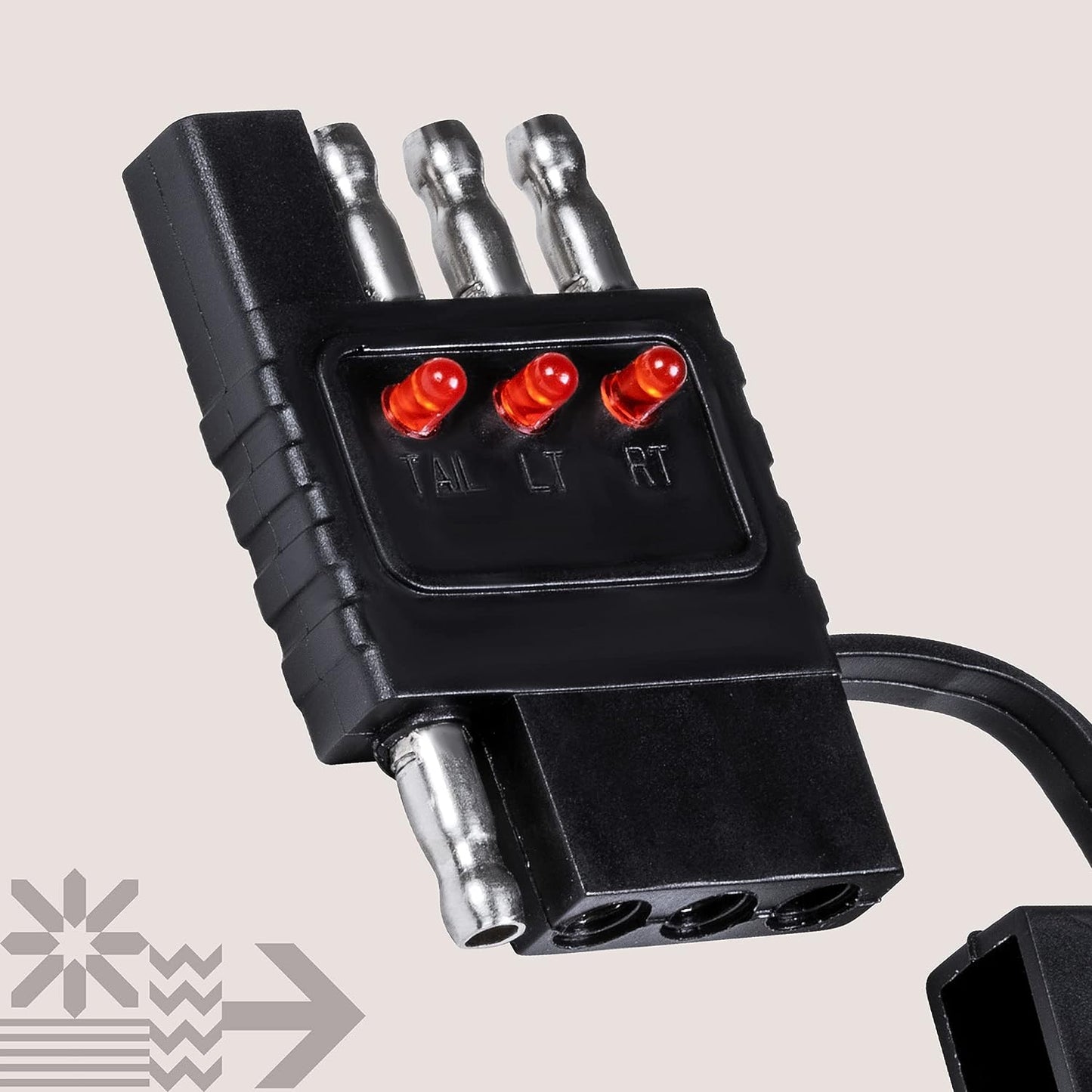 ONLINE LED Store - Probador de cableado de remolque plano de 4 vías [terminales de cobre niquelado] [macho y hembra] [prueba de continuidad] Probador de circuito de cable de luz de remolque de 4 pines