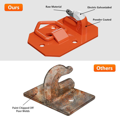 Paquete de 2 ganchos para cubo de tractor de 3/8 pulgadas con anillo en D, máximo 15,000 libras de acero forjado grado 70 para accesorios de cubo de tractor para Kubota, John Deere, Kiot, RV, UTV, camión, naranja