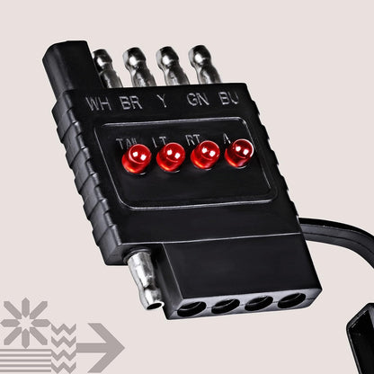 ONLINE LED Store - Probador de cableado de remolque plano de 4 vías [terminales de cobre niquelado] [macho y hembra] [prueba de continuidad] Probador de circuito de cable de luz de remolque de 4 pines