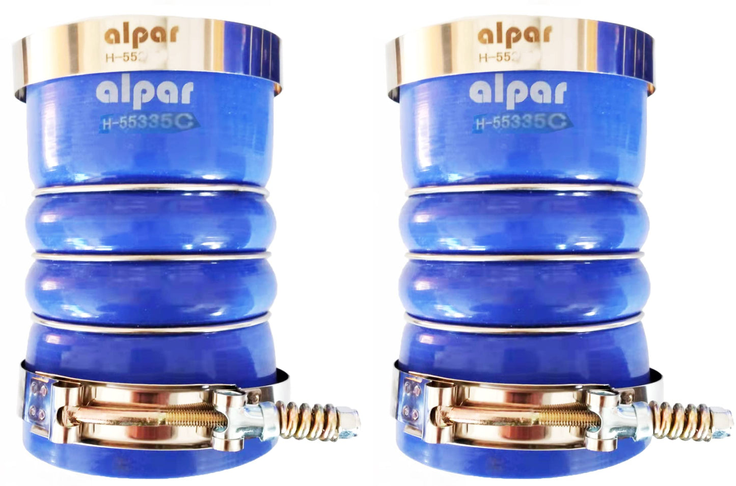 Par de mangueras de silicona azul para carga de aire y abrazaderas, juego de 3.5 pulgadas de diámetro x 6.2 pulgadas de largo