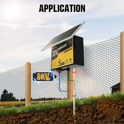 DC HOUSE Solar Powered Electric Fence Charger 15 Mile Electric Fence Energizer
