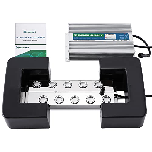 Mxmoonant - Máquina de niebla ultrasónica de 10 cabezales, 7000 ml/h, fuente de agua, máquina de niebla para estanque, atomizador cuadrado, humidificador de aire con flotador para estanque, acuario, rocalla