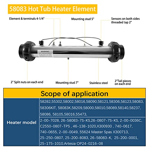 E-cowlboy 58083 M7 - Calentador de repuesto para sistemas de control Balboa BP, VS y EL2001 5.5 KW 220 V W/sensores 25-175-1010