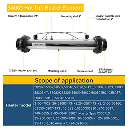 E-cowlboy 58083 M7 - Calentador de repuesto para sistemas de control Balboa BP, VS y EL2001 5.5 KW 220 V W/sensores 25-175-1010