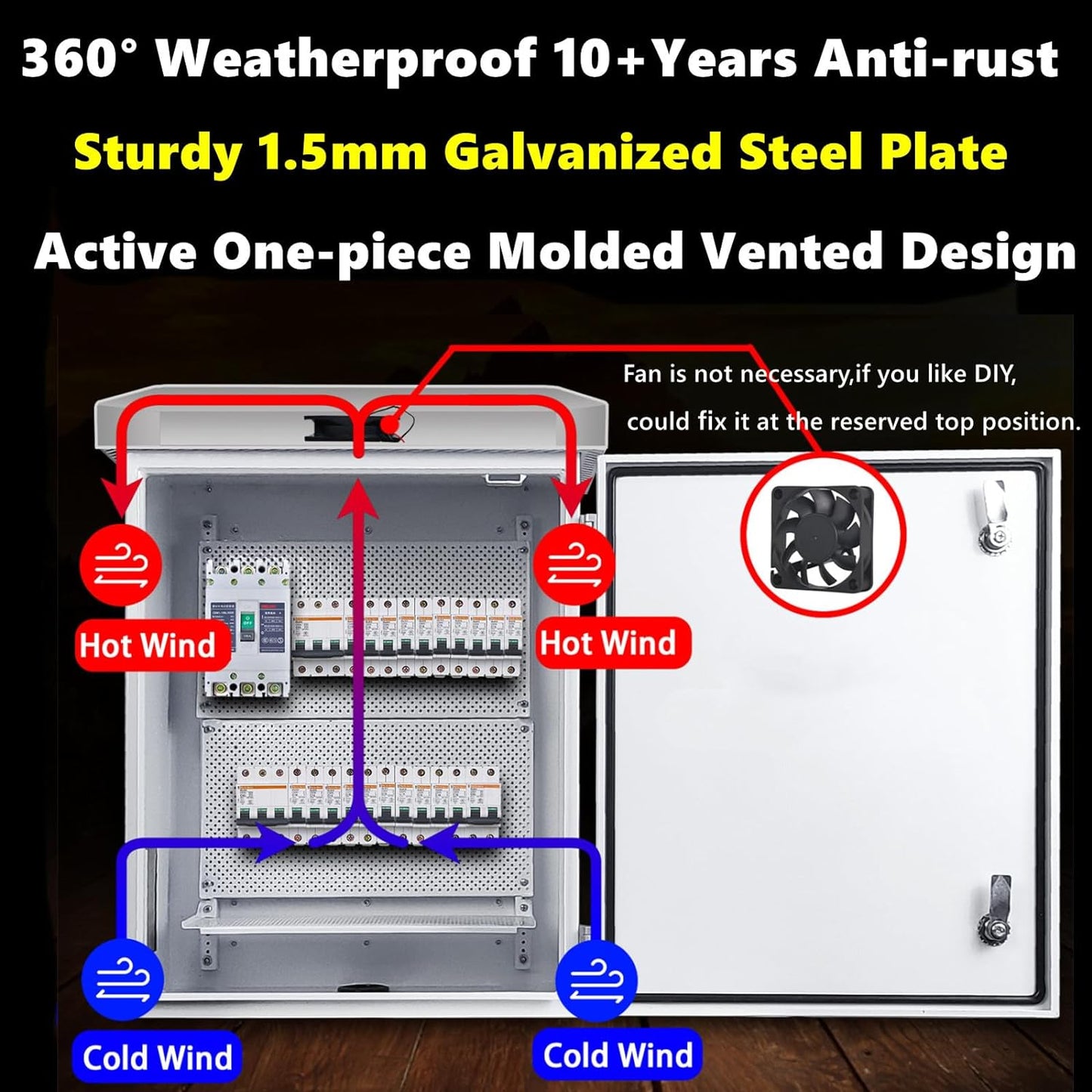 UNNAK Caja eléctrica para exteriores, 23.6 x 19.7 x 11.8 pulgadas, caja de conexiones impermeable de metal, anticorrosión universal grande Enlcosure, caja de distribución de energía de poste eléctrico (23.622 x 19.685 x 11.811 in)