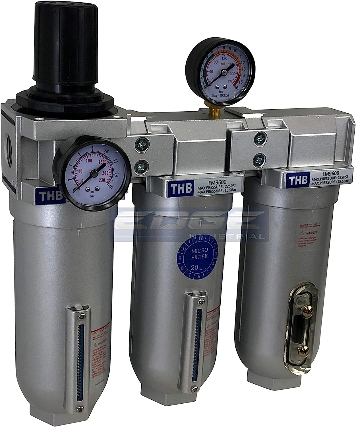 Sistema de filtración de aire de alto caudal muy resistente, filtro de partículas de 2 etapas más combinación de filtro de carbón para extracción de aceite (3/4" NPT, drenaje automático)