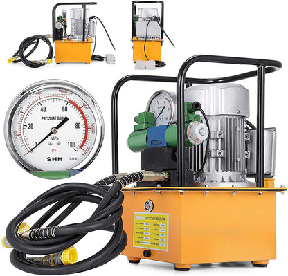Bomba hidráulica de accionamiento eléctrico de 110 V, bomba hidráulica de doble efecto de 750 W + interruptor de pedal de válvula solenoide para perforación/doblado/máquina Jack 7L Capacidad 66.1 lbs