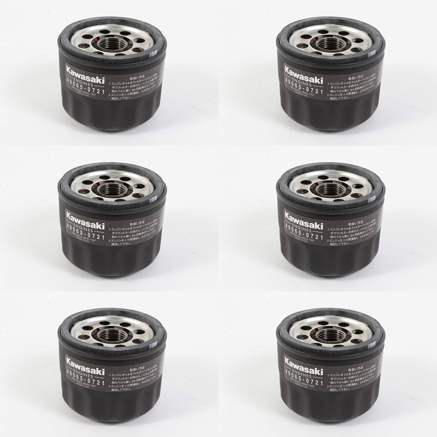 Kawasaki Paquete de 6 filtros de aceite originales 49065-0721 que sustituyen al fabricante 49065-7007