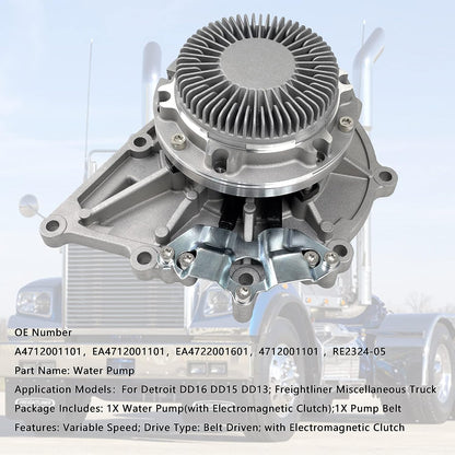 Bomba de agua eléctrica compatible con Detroit DD13 DD15 Western Star 5700XE 2016-2022 Freightliner Cascadia 2008-2022 Reemplazo #OE EA4712001101 EA4722001601 A471200101 471201 001100 1
