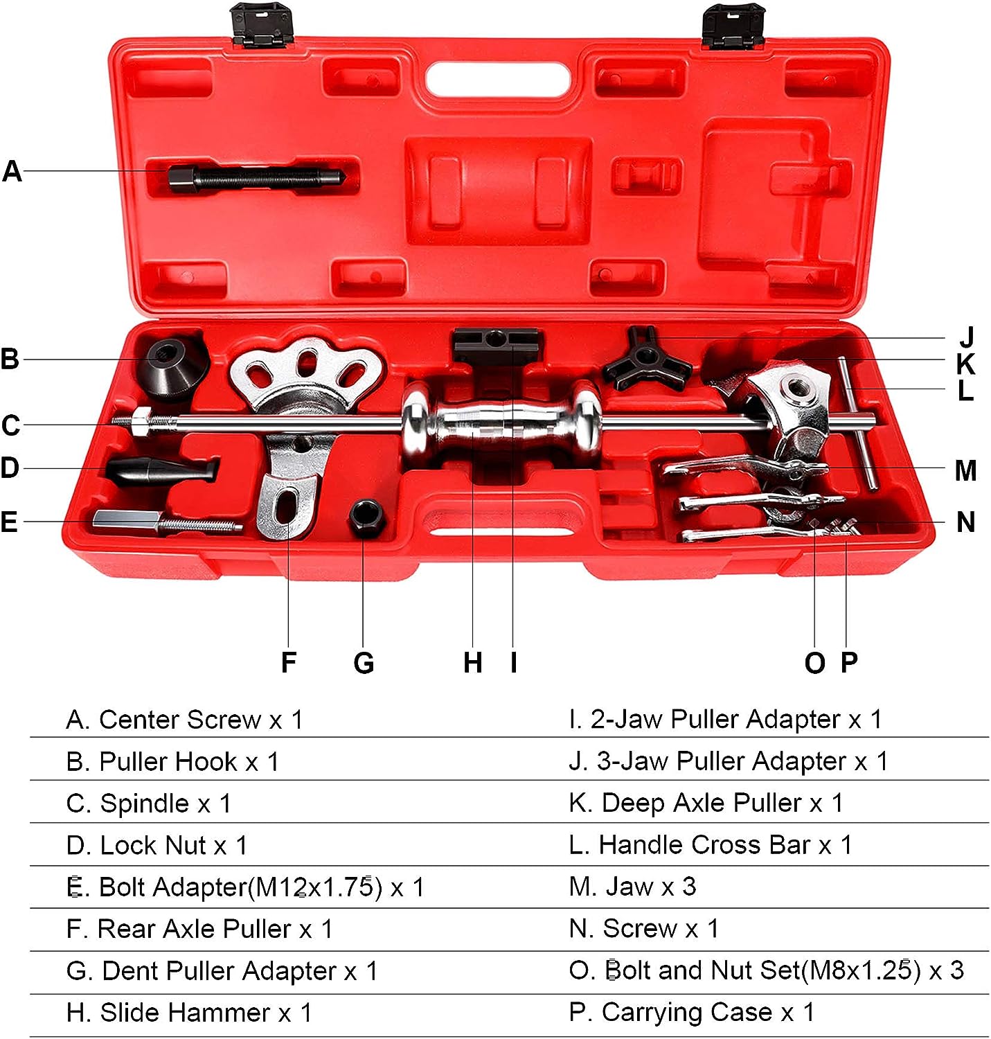 Orion Motor Tech - Juego de extractor de martillo deslizante de 9 vías, extractor del cojinete de la llanta frontal y torno trasero, juego de herramientas para extraer abolladuras en el eje