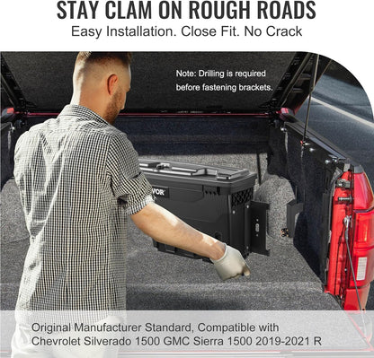 VEVOR Truck Bed Storage Box, Swing Case Fits Ford F-150 2015-2021, Passenger Side, Lockable Wheel Well Tool Box with Password Padlock, Waterproof and Durable ABS Tool Box