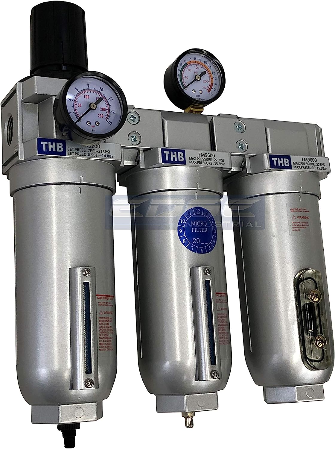 Sistema de filtración de aire de alto caudal muy resistente, filtro de partículas de 2 etapas más combinación de filtro de carbón para extracción de aceite (3/4" NPT, drenaje automático)