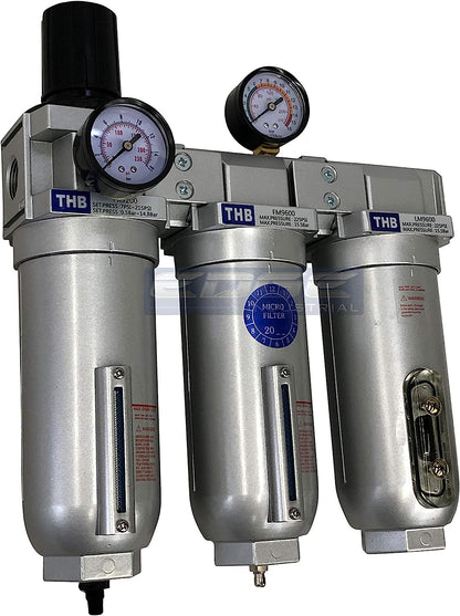 Sistema de filtración de aire de alto caudal muy resistente, filtro de partículas de 2 etapas más combinación de filtro de carbón para extracción de aceite (3/4" NPT, drenaje automático)