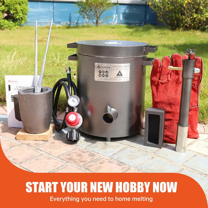 Horno de gas TMF6000B-V3 mejorado de 13.2 lbs de horno de gas 2,372.0 °F/2372 °F para reciclaje de chatarra de metal dorado plata cobre aluminio fusión