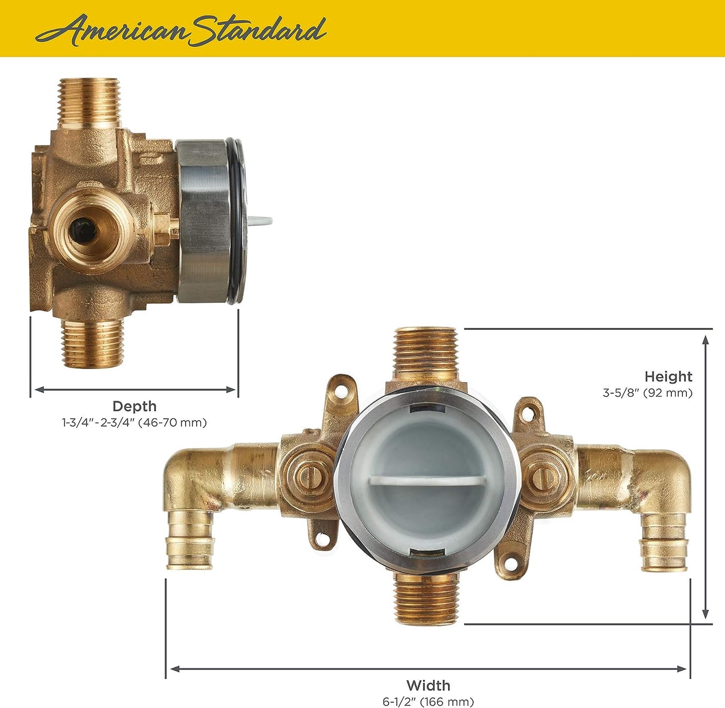 American Standard RU108ESS - Válvula de ducha flash con codos de entrada PRX y salidas universales con topes de destornillador para sistema de expansión en frío, sin terminar