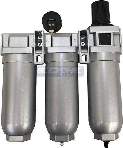 Sistema de filtración de aire de alto caudal muy resistente, filtro de partículas de 2 etapas más combinación de filtro de carbón para extracción de aceite (3/4" NPT, drenaje automático)