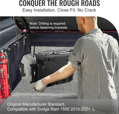 VEVOR Truck Bed Storage Box, Swing Case Fits Ford F-150 2015-2021, Passenger Side, Lockable Wheel Well Tool Box with Password Padlock, Waterproof and Durable ABS Tool Box