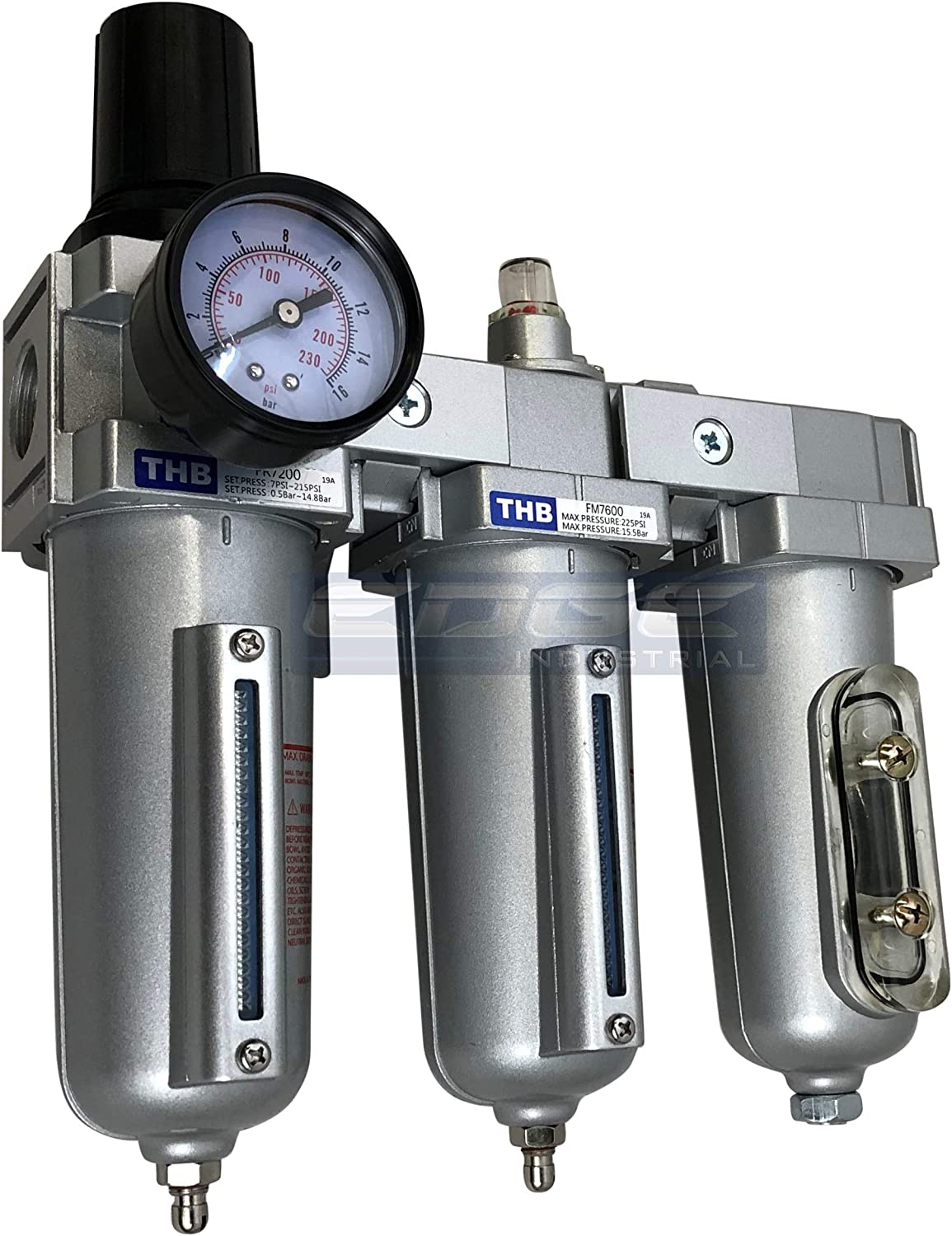 Sistema de secadora de grado industrial de 3 etapas, resistente para líneas de aire comprimido, cuencos de metal, ideal para aerosol de pintura y cortador de plasma (1/2 pulgada NPT, drenaje automático)