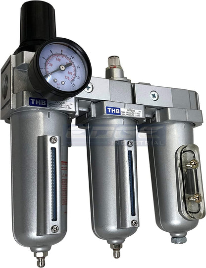 Sistema de secadora de grado industrial de 3 etapas, resistente para líneas de aire comprimido, cuencos de metal, ideal para aerosol de pintura y cortador de plasma (1/2 pulgada NPT, drenaje automático)