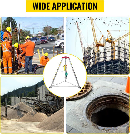 BestEquip - Trípode con espacio confinado de 1200 libras, trípode de espacio confinado de 7 pies y cable de 98 pies, trípode de rescate de espacio confinado de 32.8 pies de protección contra caídas para espacios confinados tradicionales