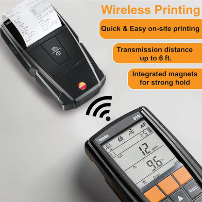 testo Kit de analizador de combustión residencial 310 I I I Kit de detector de gases de combustión para sistemas de calefacción 0563 3100