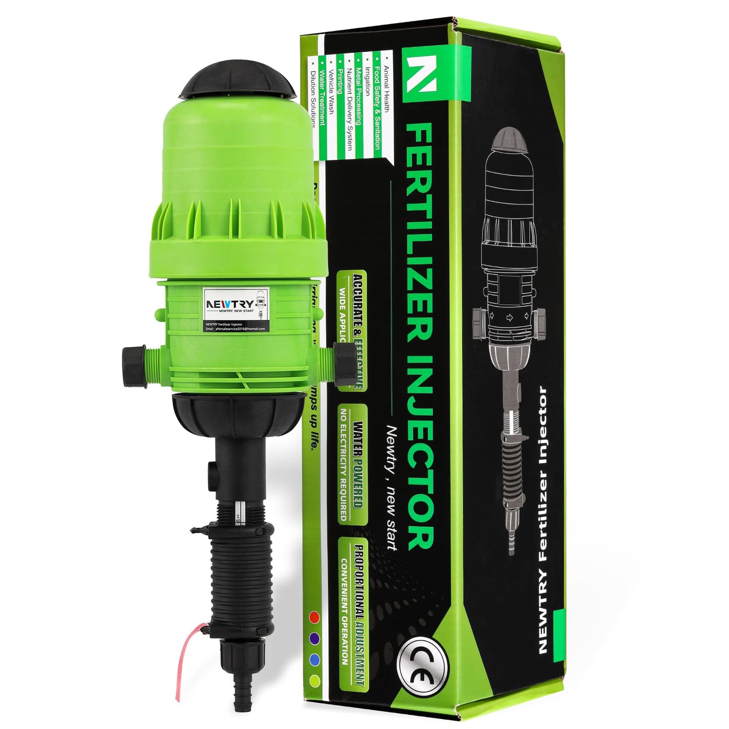 NEWTRY Inyector del fertilizante del 0.4%-4% para la bomba dosificadora accionada por agua ajustable de la irrigación por goteo 3/4" NPT