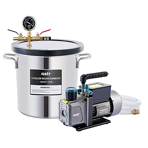 Orion Motor Tech Cámara de Vacío y Bomba de 3 Galones, kit de Desgasificación de Resina Epoxi, Cámara de Vacío de Acero Inoxidable y Bomba de Vacío de 3.5 CFM para el Hogar (3 Galones)