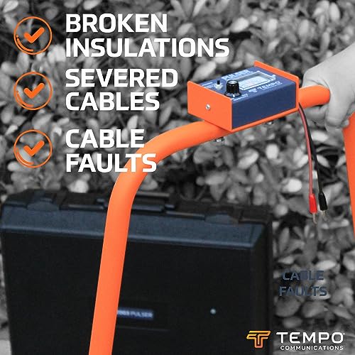TEMPO Communications PE2003-G - Localizador de fallas de tierra de pulsador | Detección de rotura de aislamiento de cables y cables subterráneos | Señal de alto voltaje | Receptor de marco A | Kit
