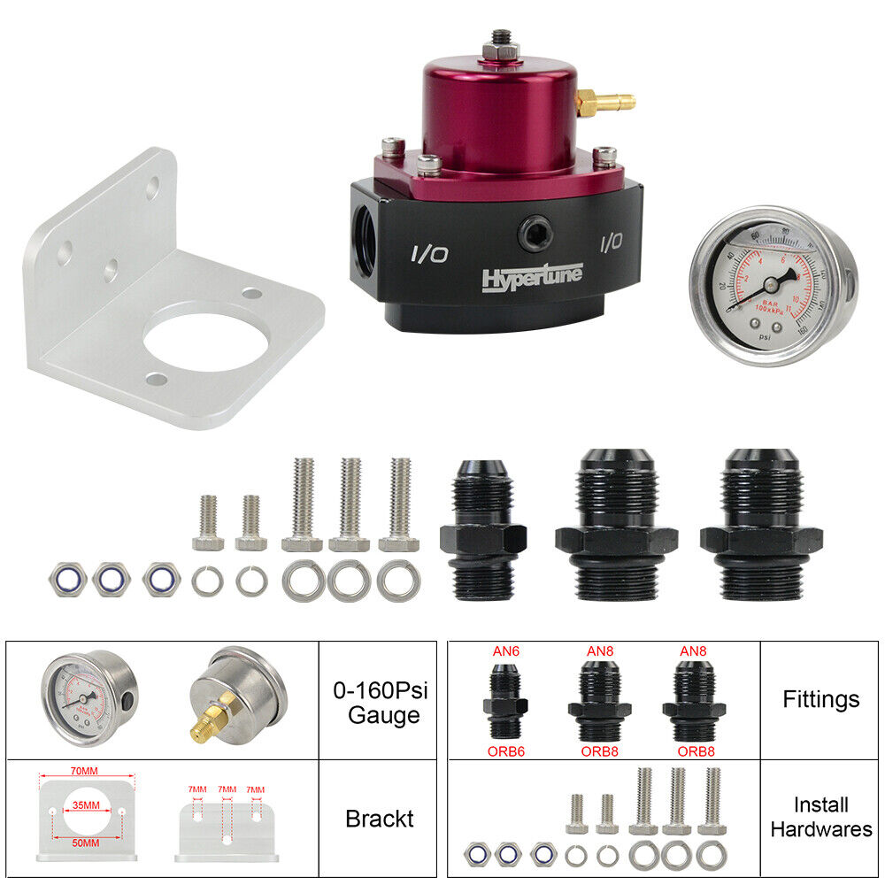 PQY Red 12-880 Return Fuel Pressure Regulator 6AN Boost Reference EFI TO CARB