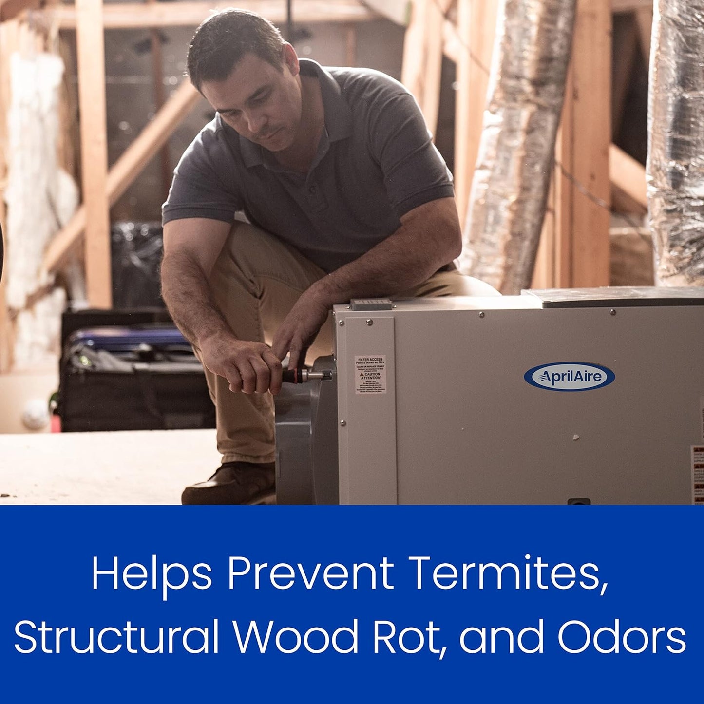 AprilAire E100 Pro - Deshumidificador para toda la casa de 100 pintas + AprilAire modelo 76 paquete de control de deshumidificador digital para todo el hogar, comercial hasta 5.500 sq. pies para sótano, espacio de arrastre