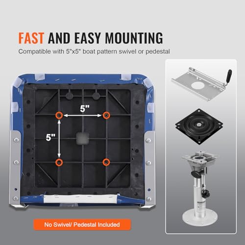 Asiento de barco, asiento de barco con respaldo bajo de 18.9 pulgadas, silla de barco plegable con acolchado de esponja gruesa y bisagra, silla capitán plegable para barco de pesca, barco de