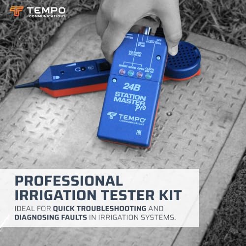 TEMPO 24BK Station Master Pro - Kit de probador de riego | Activación de válvula de solenoide y rociador | Herramienta localizadora de válvulas de aspersor | Trazador de cercas para mascotas | Kit profesional de tono y sonda