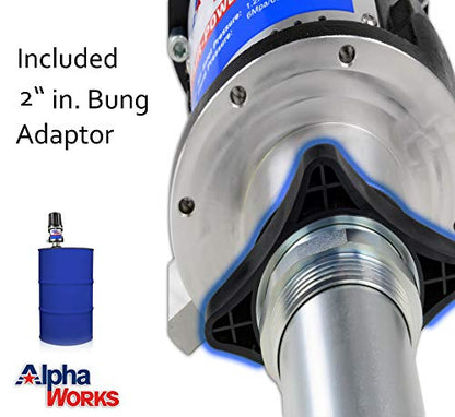 AlphaWorks Tambor de bomba de transferencia de aceite 10.6GPM/40LPM 5:1 de alta presión o 7.4GPM/28LPM Doble acción 3:1 de alto flujo (no para gas o diesel) (bomba de tambor de transferencia de aceite de alta presión 5:1)