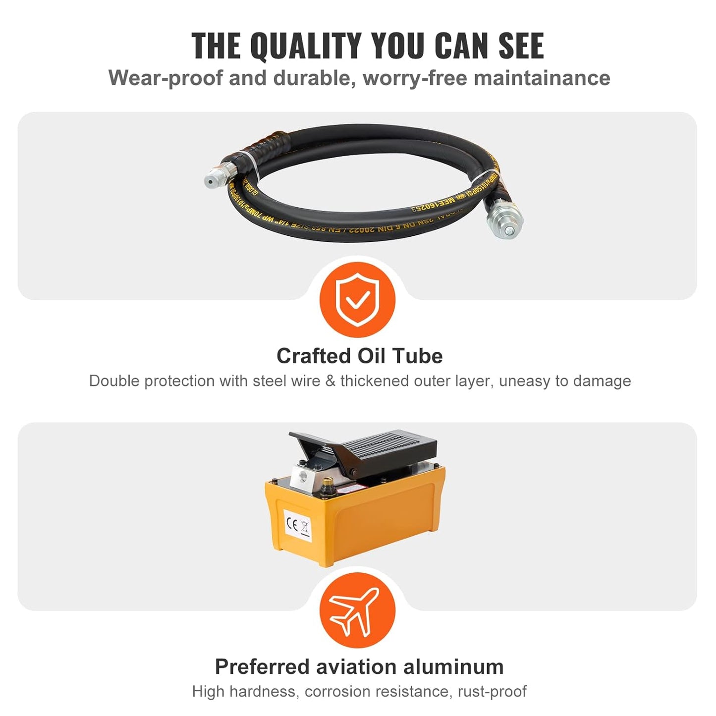 Mophorn, destalonador hidráulico de 10000 PSI para llanta de camión y tractor con bomba de pie de metal hidráulica y manguera de aire