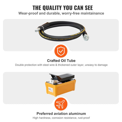 Mophorn, destalonador hidráulico de 10000 PSI para llanta de camión y tractor con bomba de pie de metal hidráulica y manguera de aire