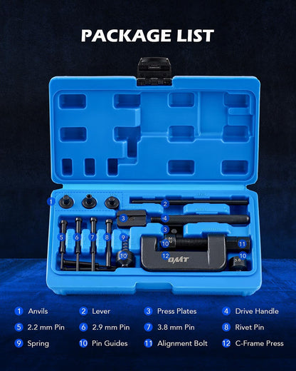 Orion Motor Tech Rompecadenas, kit de Herramientas de Freno de Cadena de 19 Piezas con Marco en C, 3 Yunques, 5 Puntas de Rotura, Herramienta de Cadena para Bicicleta, Motocicleta CBSA001RD
