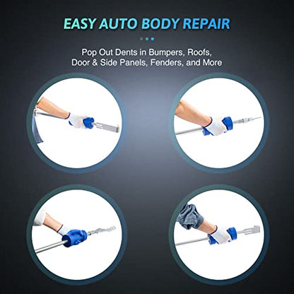 Deslizante de Alta Resistencia, Kit de Eliminación de Abolladuras con Extractor de Abolladuras de Coche Resistente y 9 Accesorios