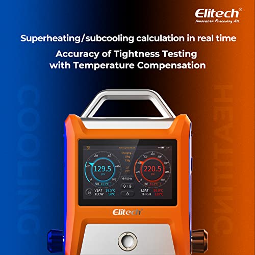 Elitech EMG-20V inteligente HVAC Digital Manifold Gauge tres puertos con sensor de vacío termómetro abrazaderas mangueras