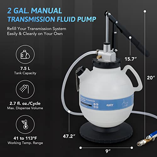 Orion Motor Tech Bomba de Líquido de Transmisión de 7.5 L, Kit de Recambio Manual ATF de 2 Galones, Bomba de Mano de Líquido de Transmisión, Bomba de Transferencia de Líquido de Transmisión
