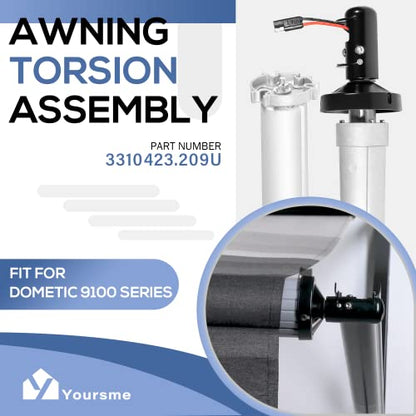 3310423.209U - Conjunto de torsión RH negro para toldos Dometic serie 9100, montaje de cabezal de accionamiento de toldo eléctrico
