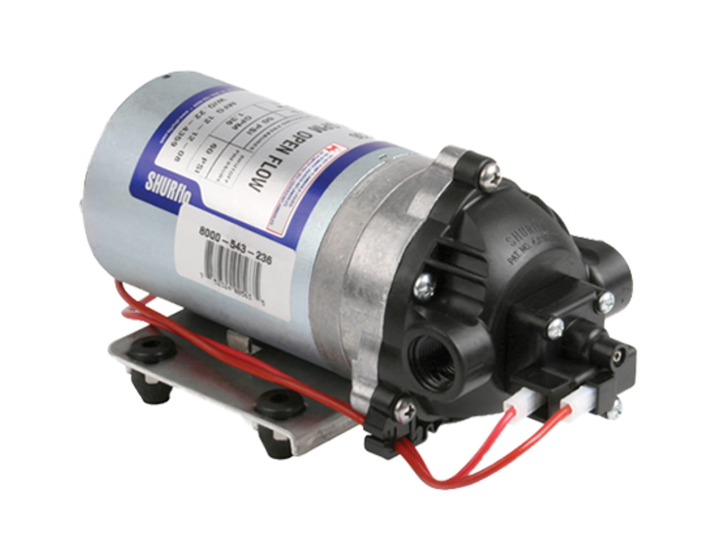 Pentair SHURFLO 8000-543-236 Bomba de diafragma de demanda automática, 1.8 GPM con válvulas de Viton, diafragma de Santopreno, interruptor de demanda de 50 PSI, 12 V, puerto hembra NPT de 3/8 pulgadas