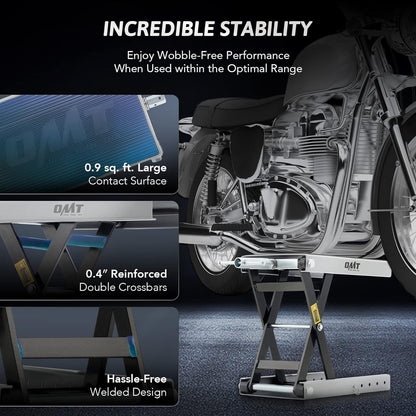 Orion Motor Tech Soporte Central de Gato de Tijera para Elevación de Motocicleta Rango Altura de 10-36 CM, Motocicletas de hasta 1/2 Ton Ser Aplicable (Gris)