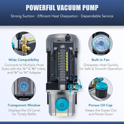 Orion Motor Tech Cámara de Vacío y Bomba de 3 Galones, kit de Desgasificación de Resina Epoxi, Cámara de Vacío de Acero Inoxidable y Bomba de Vacío de 3.5 CFM para el Hogar (3 Galones)