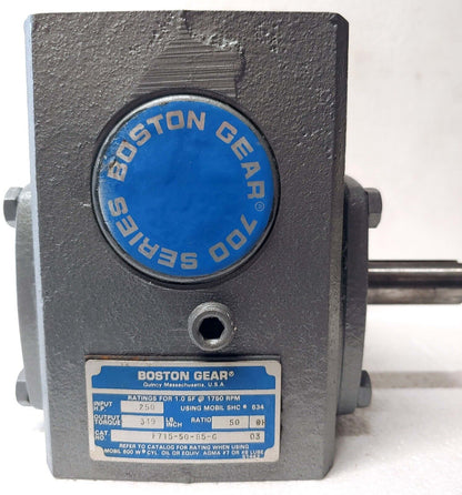 BOSTON Right Angle Gear Reducer 700 Series 50:1 Ratio 3/4" Shaft C-Face USA