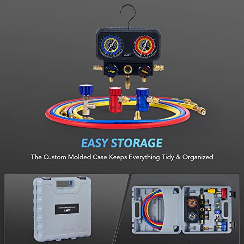 Orion Motor Tech OMT R1234yf - Kit de recarga de CA, 3 vías R1234yf Medidores de CA con mangueras R1234yf Acopladores rápidos y R1234yf R1234yf R134a R404a Freón Carga