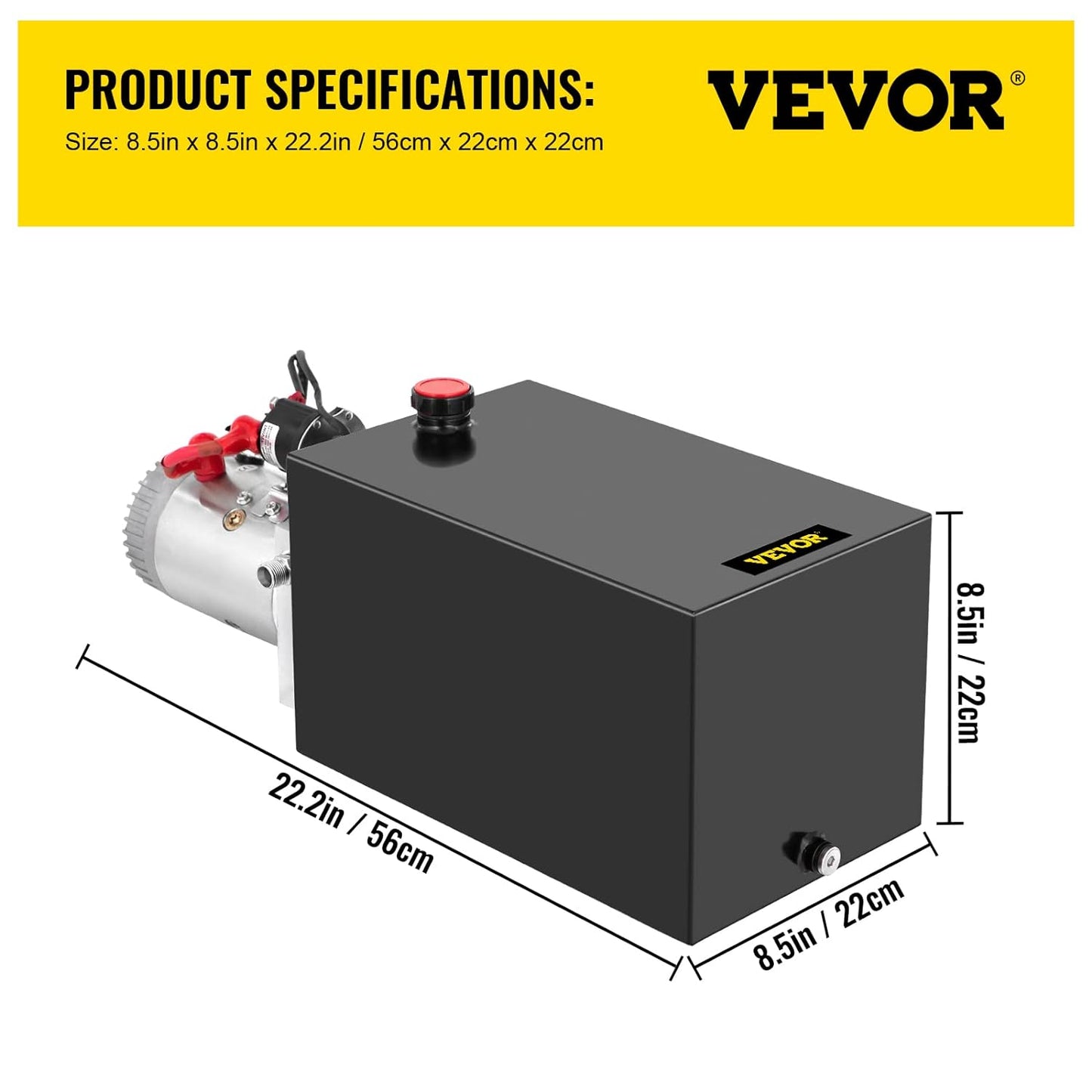 Mophorn Bomba hidráulica de 12 V de corriente continua de doble acción para remolque de volteo o levantamiento de autos, de 8 qt, con depósito de metal para el aceite